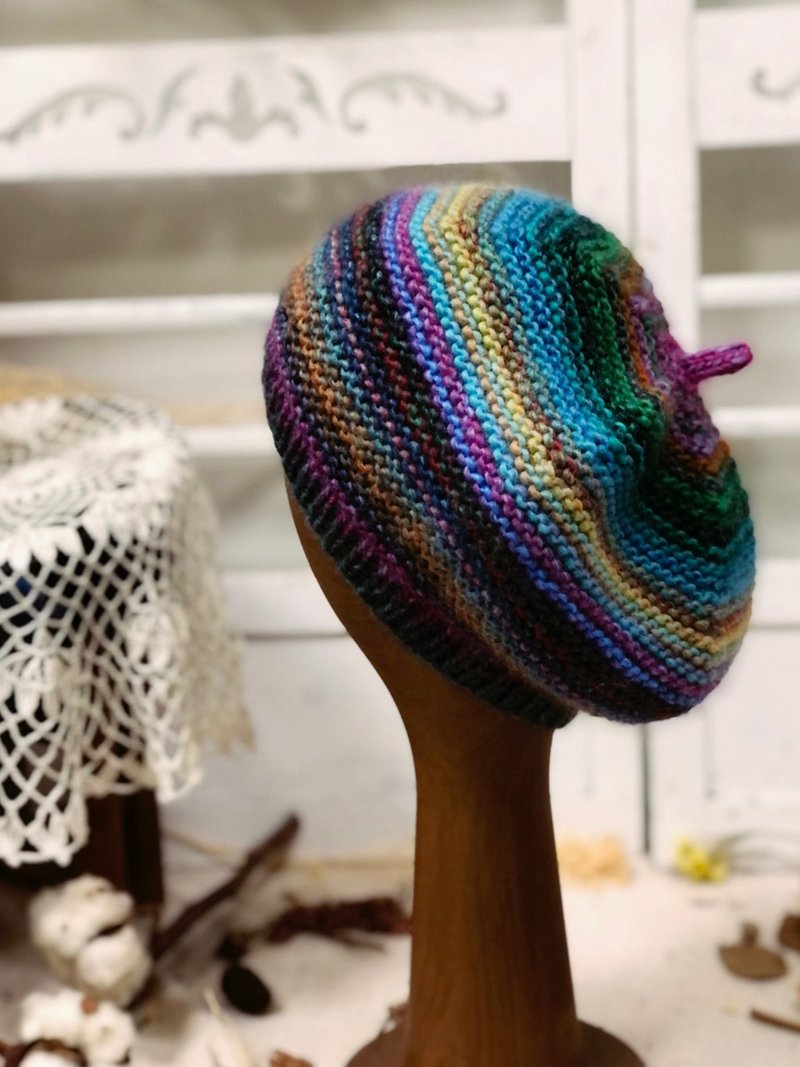ChiChi手作-缤纷贝蕾毛线帽-毛线编织毛帽 - 帽子 - 羊毛 多色