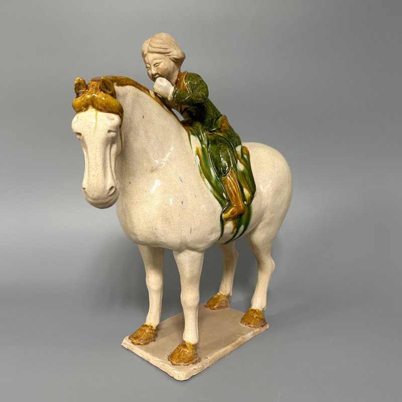 唐三彩马球仕女俑 - 摆饰 - 陶 卡其色