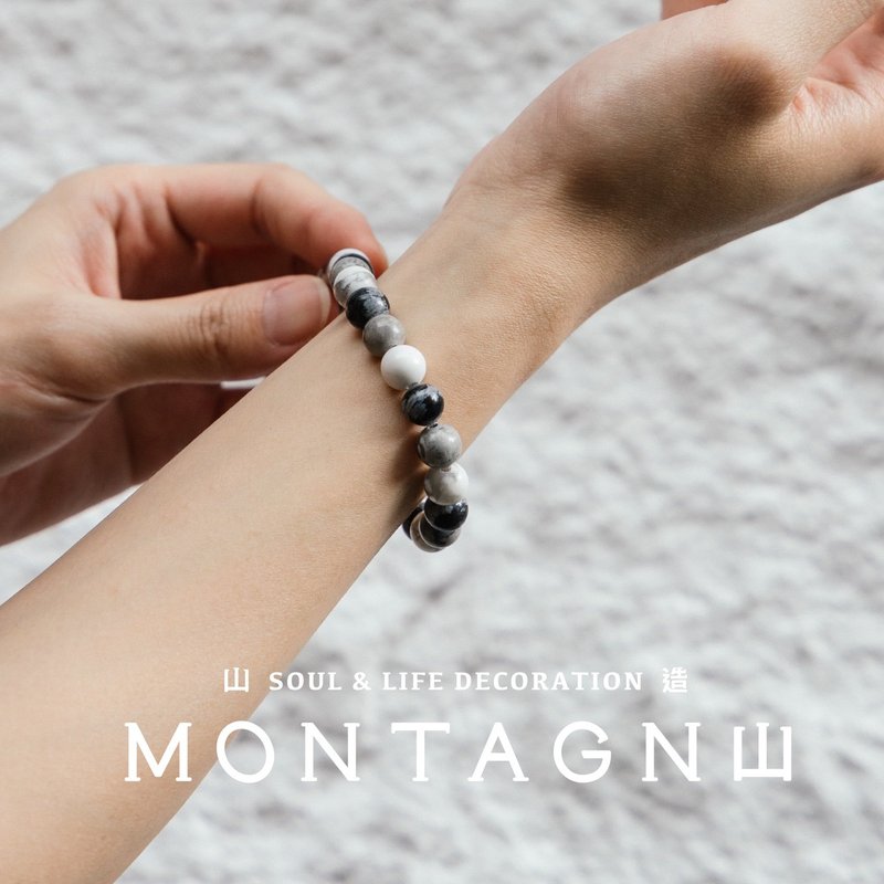 【Montagne】CLASP | 白松。雪花。地图石手链 - 手链/手环 - 水晶 