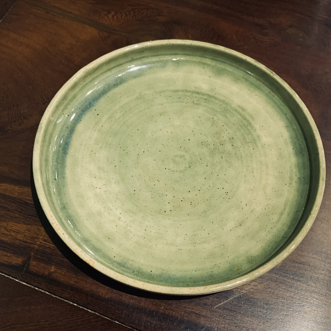 JAEE CERAMICS 手工陶盘 1230窑烧 陶盘 / 盘子 / 甜点盘-鲜草绿 - 花瓶/陶器 - 陶 绿色