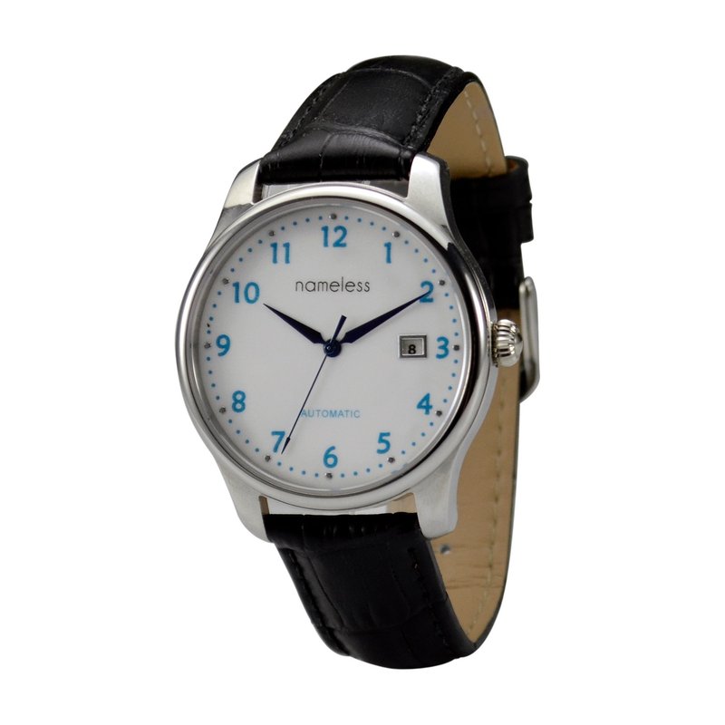nameless 简约自动上链机械表(蓝数字)- 全球包邮 - 男表/中性表 - 不锈钢 蓝色