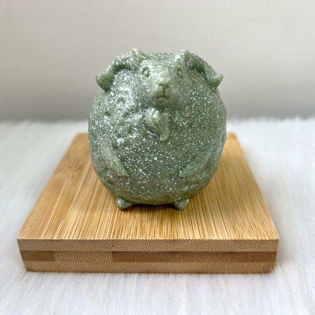 十二生肖青砂石摆件 - 羊 | 风水摆件 | 奇门摆件 | 开运 - 摆饰 - 石头 绿色