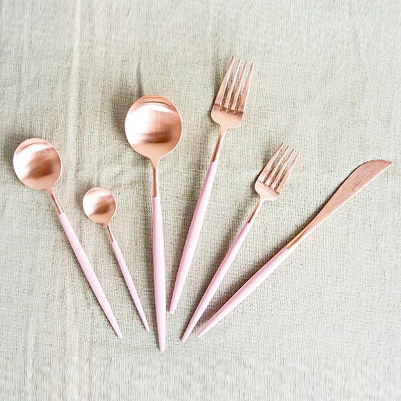 葡萄牙Cutipol GOA系列粉玫瑰金单支餐具 - 餐刀/叉/匙组合 - 不锈钢 粉红色