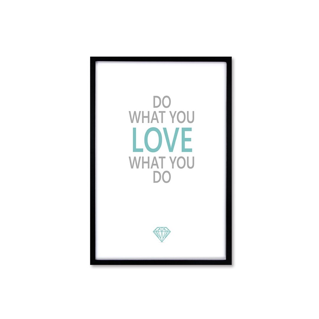 北欧风装饰画相框 Do What You Love 杂志款 黑色框 63x43cm - 画框/相框 - 木头 蓝色