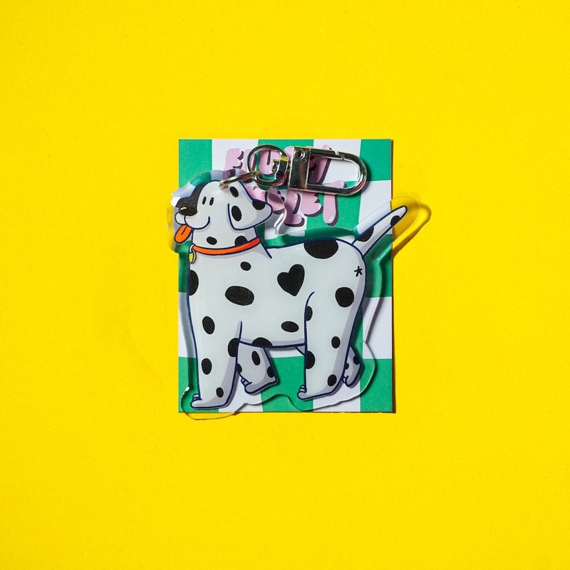 蓬松蛋卷 - 钥匙圈/别针/手机夹 - MURE DALMATIAN DOG - 钥匙链/钥匙包 - 压克力 白色