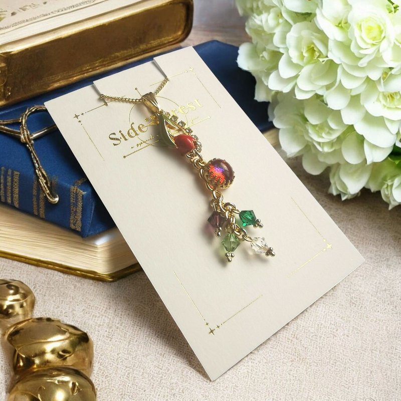 季节性闪耀系列郁金香边*森林原创玻璃 - 项链 - 玻璃 红色