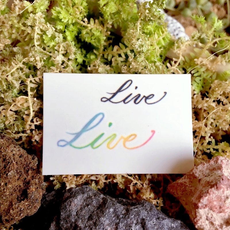 手绘水彩英文字书法纹身贴纸彩虹简约小清新迷你刺青Live梦想生活 - 纹身贴 - 纸 多色