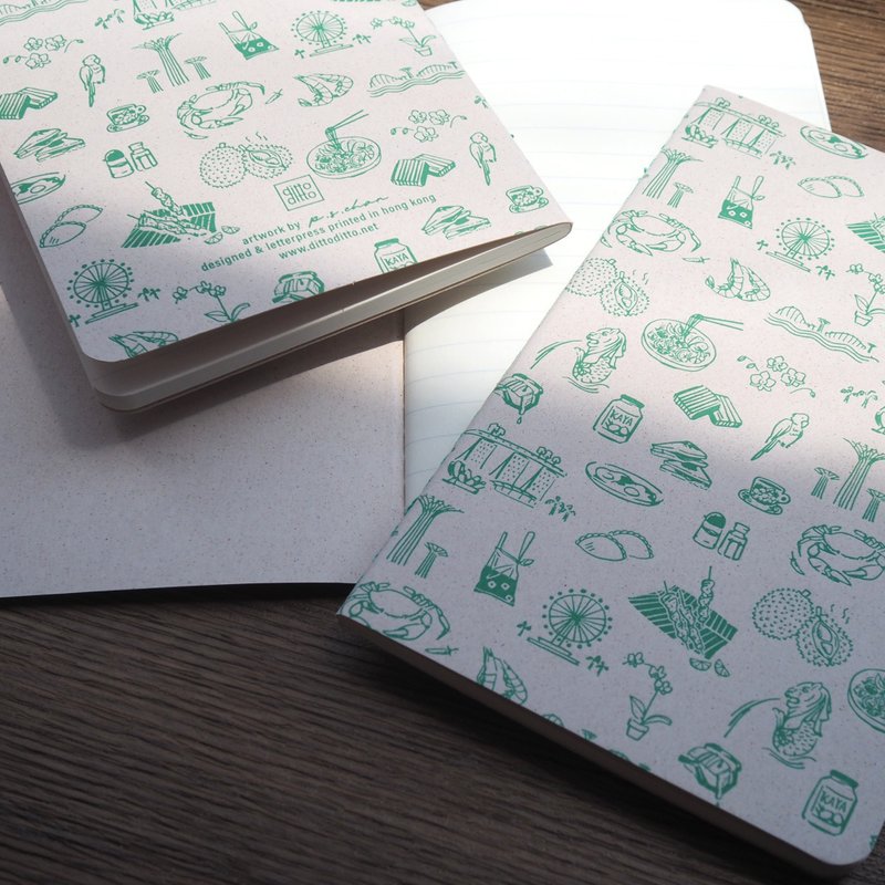 新加坡图案凸版印刷封面笔记本 - 笔记本/手帐 - 纸 绿色