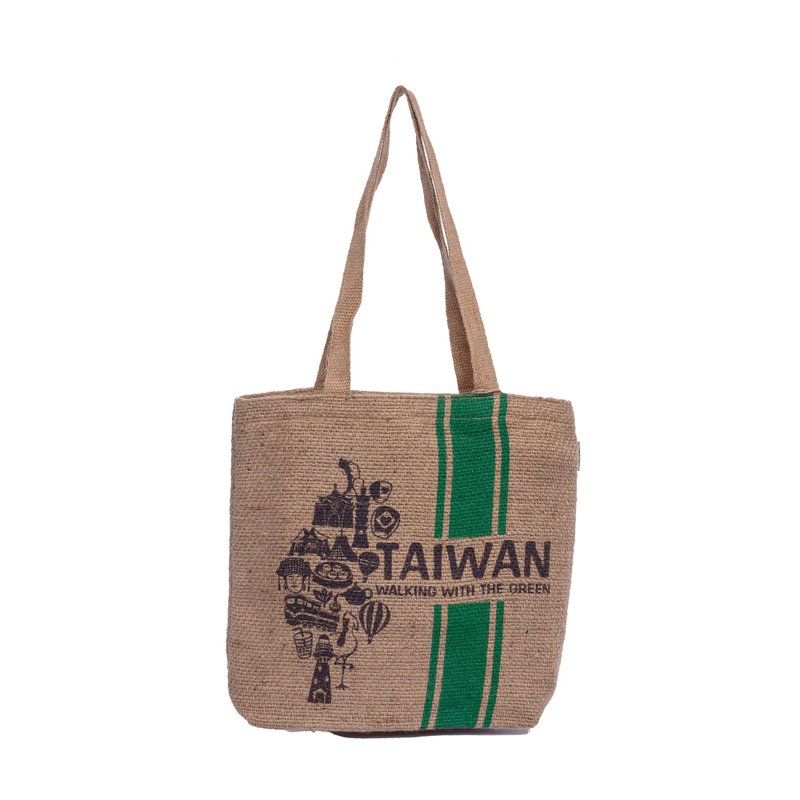 台湾风情托特潮麻包 - 特殊卷麻 - 纯黄麻 - 侧背包/斜挎包 - 棉．麻 卡其色