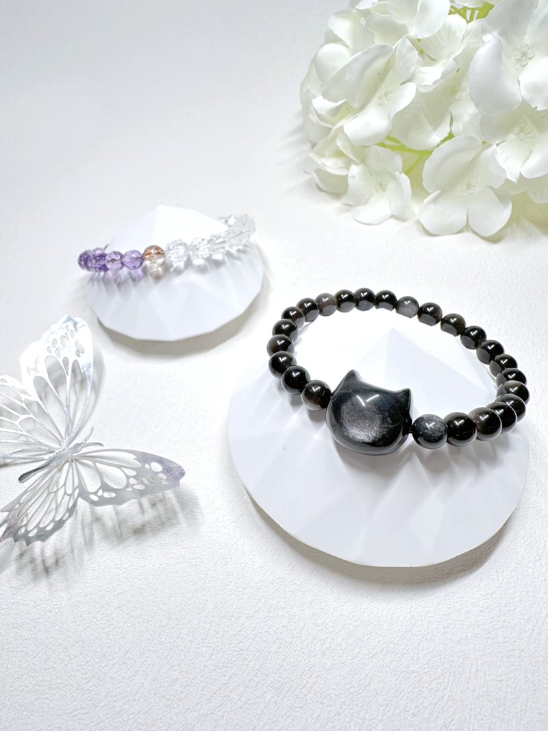 银曜石 Silver Obsidian 猫头手链 - 手链/手环 - 水晶 