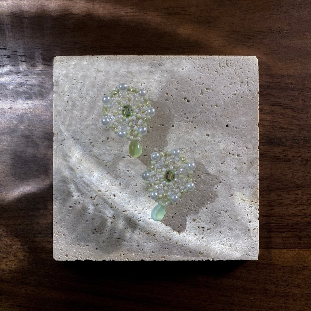 Atelier Pluton实验序号 | PL237 - 耳环/耳夹 - 玻璃 绿色