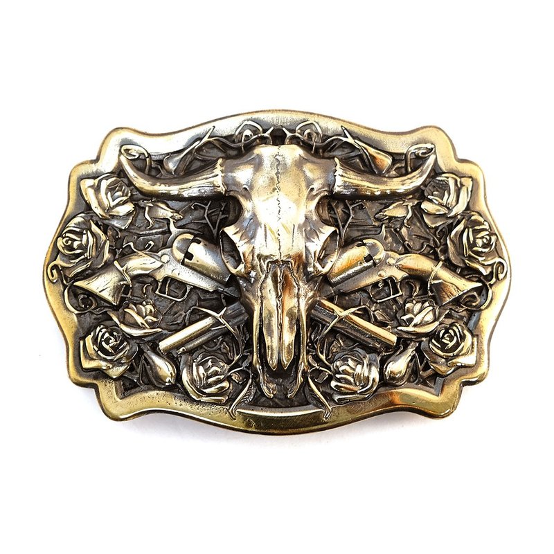 Buffalo soild brass belt buckle, Western american belt accessory - 皮带/腰带 - 其他材质 银色