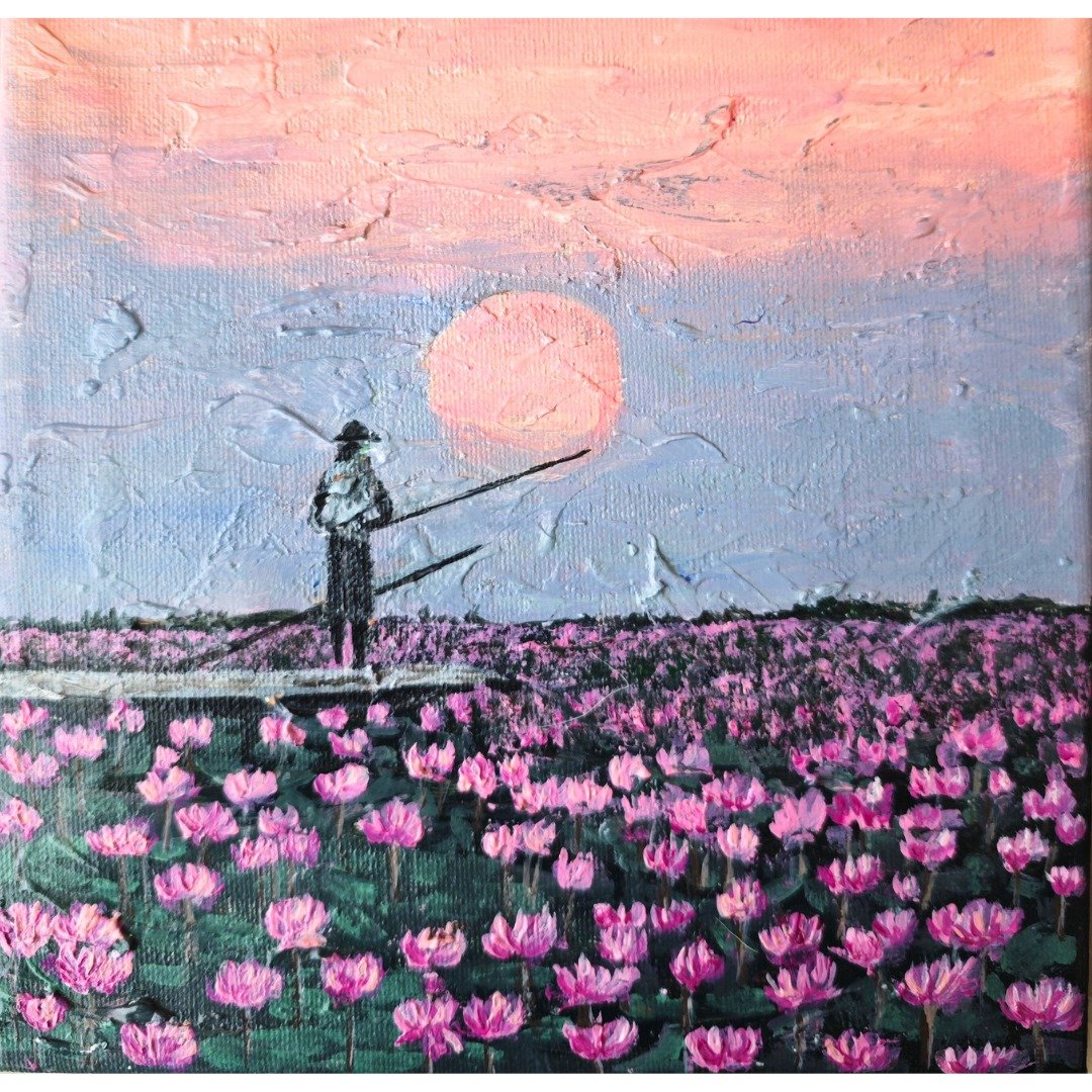 渔夫河与莲花景观原创艺术由 RinaArtSK - 墙贴/壁贴 - 其他材质 多色