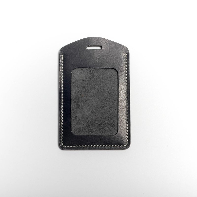 【颖川手创】证件夹、悠游卡套(石墨黑色直式)牛皮纯手缝 - 证件套/卡套 - 真皮 黑色