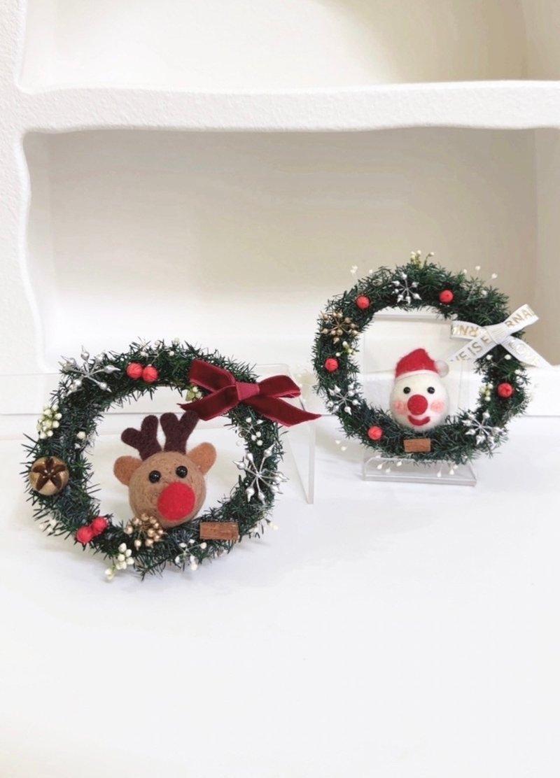 【圣诞礼物】圣诞花圈 永生花圈 雪人麋鹿花圈 交换礼物 - 干燥花/捧花 - 植物．花 