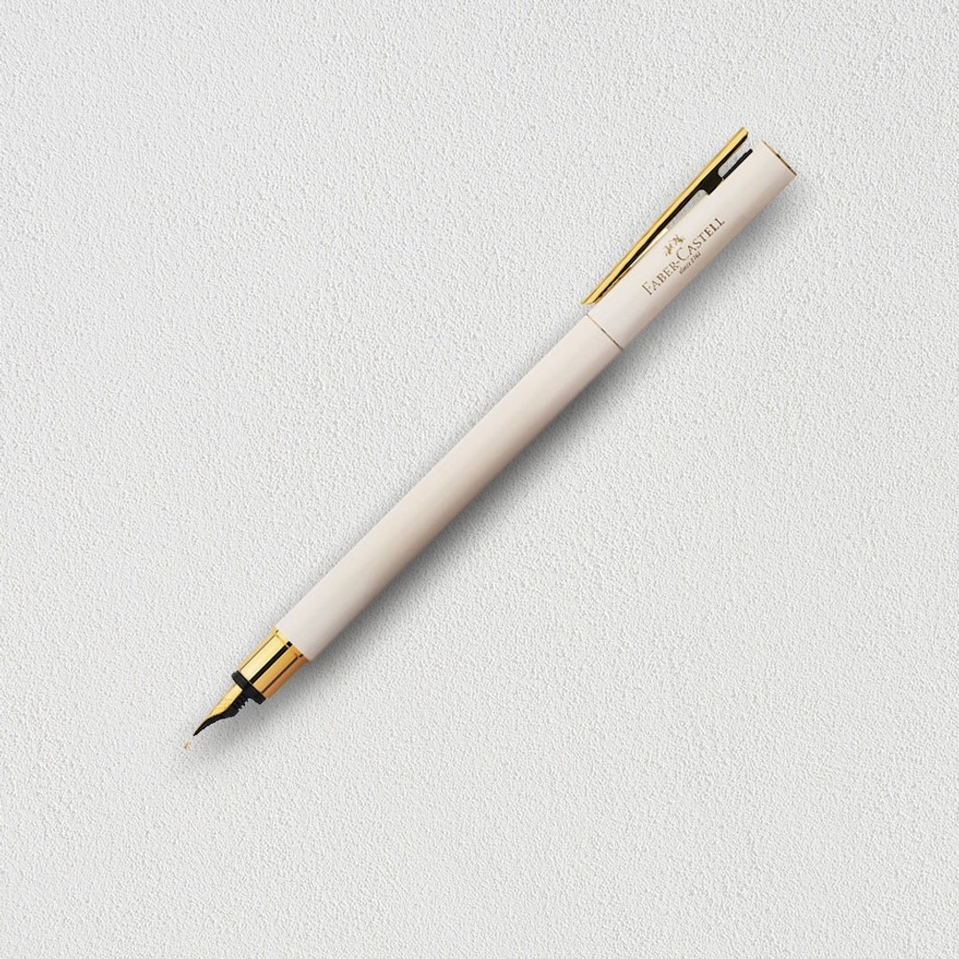 【Faber-Castell】NEO Slim  珍珠白 钢笔-F尖 免费刻字 - 钢笔 - 树脂 白色