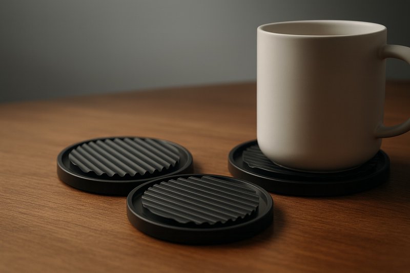 coasters 金属 杯垫  圆型  置物 纸镇 10CM 台湾制造(经典款) - 杯垫 - 铝合金 黑色
