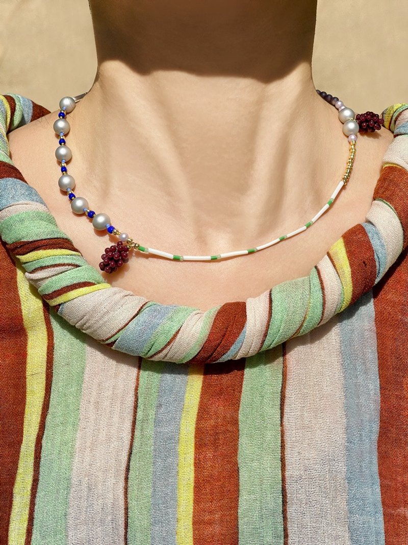 SoftServe柔软供应 绿紫葡萄手工串珠项链 - 项链 - 其他材质 多色