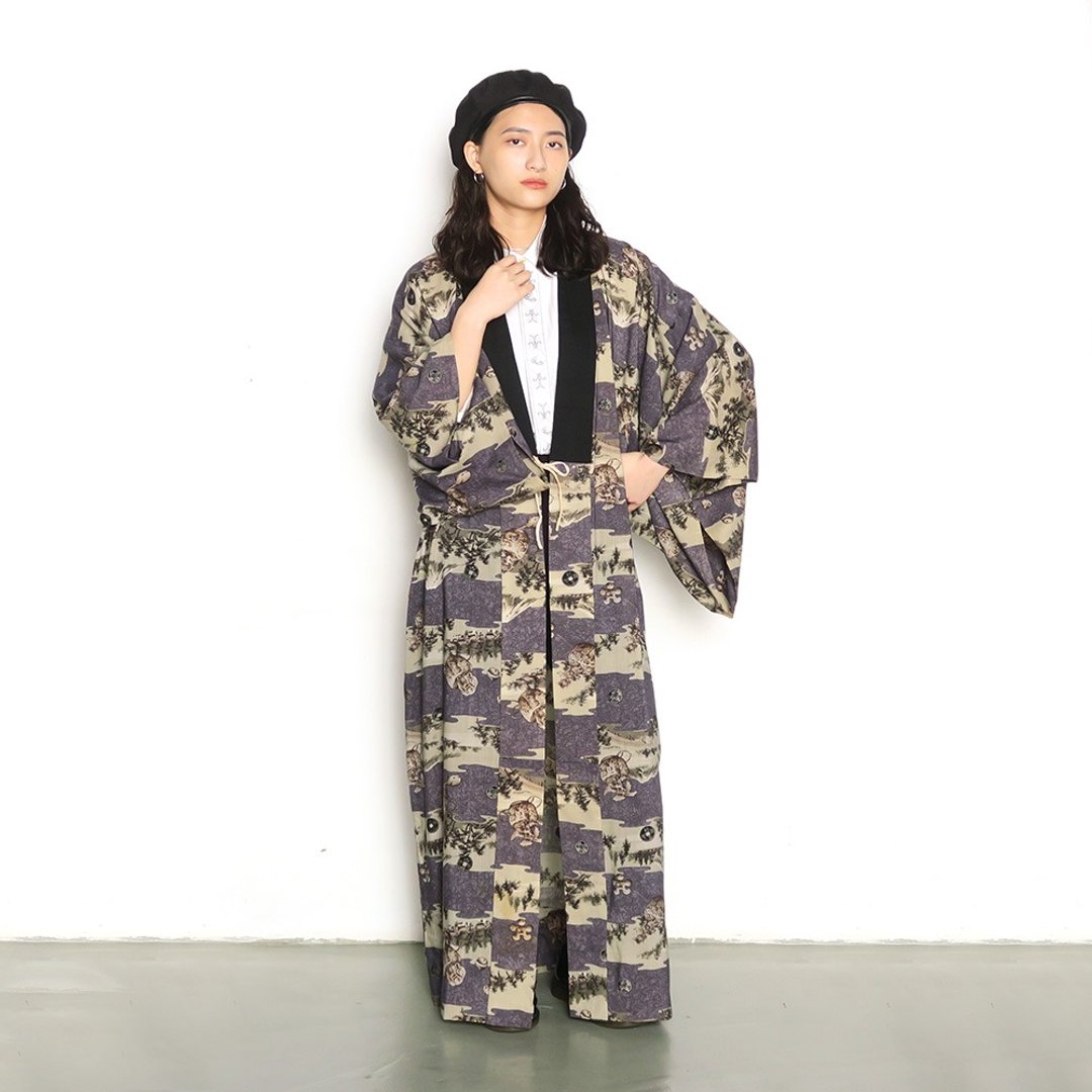 神兽石像。日本长版古着和服外套 - 女装休闲/机能外套 - 棉 多色