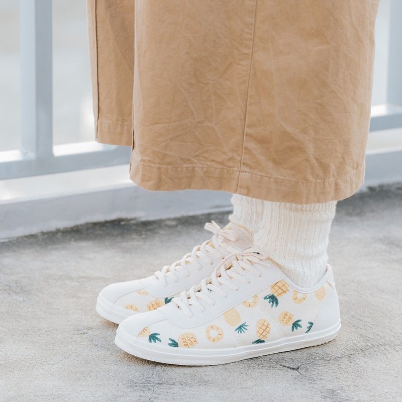 新年心意旺来【脚踏车日系列】花见球鞋 糖心凤梨 帆布鞋 铺棉 - 女款休闲鞋 - 棉．麻 多色