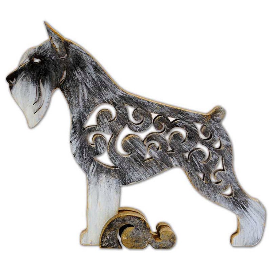 Statuette Schnauzer, Dog figurine made of wood - 摆饰 - 木头 