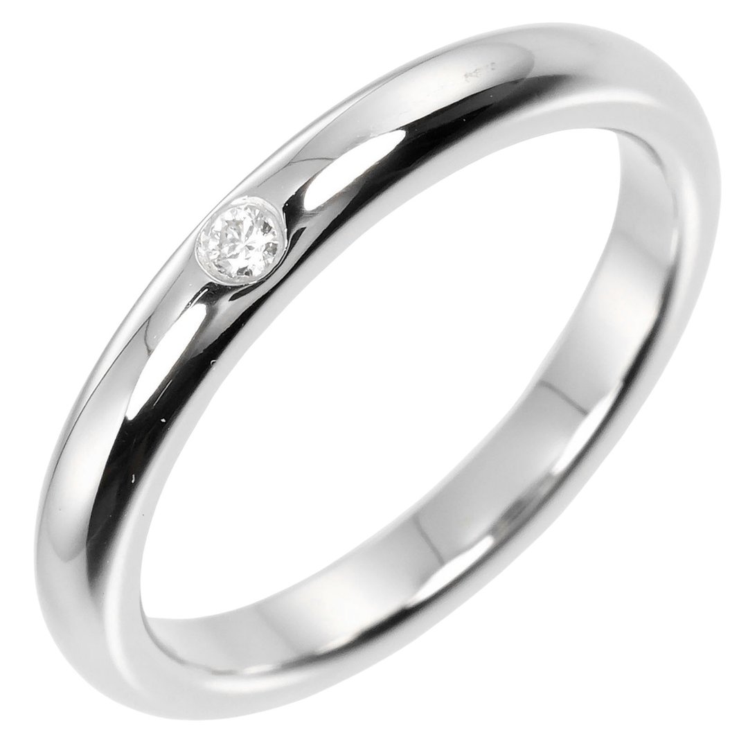 [日本直送] Tiffany & Co. Stacking Band 9号戒指，Pt950铂金，1颗钻石，约5.08克[二手] A级 - 戒指 - 贵金属 银色