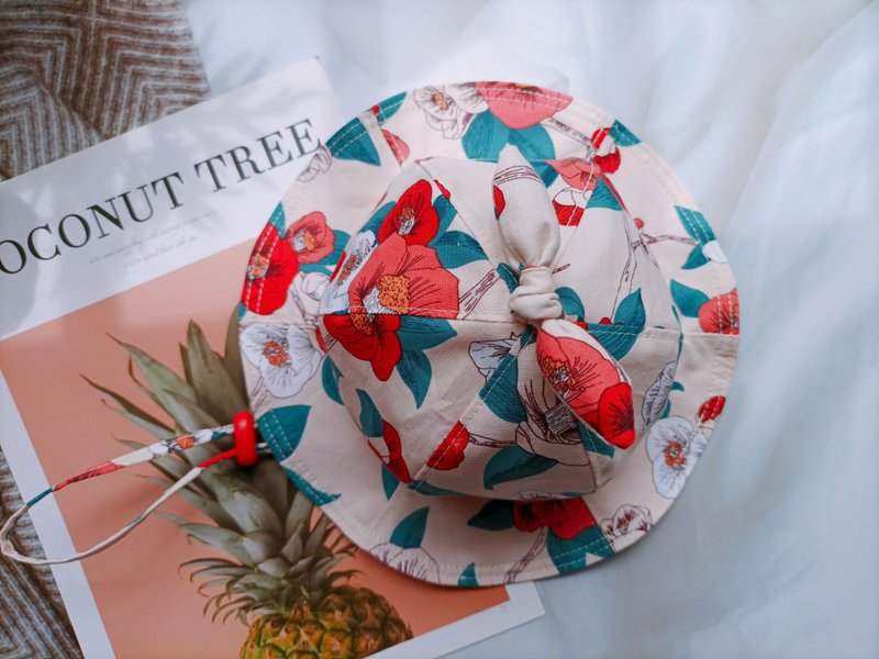 津Handmade 宝宝帽/啾啾拉绳遮阳帽/孩子们夏日必备 - 婴儿帽/发带 - 棉．麻 