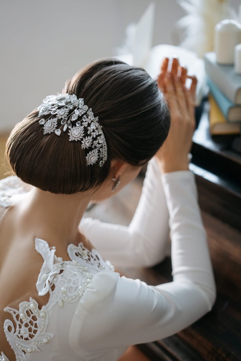Silver Bridal Hairpiece, Pearl Hairvine, Headpiece, Wedding Hair Accessory - 发饰 - 其他金属 银色