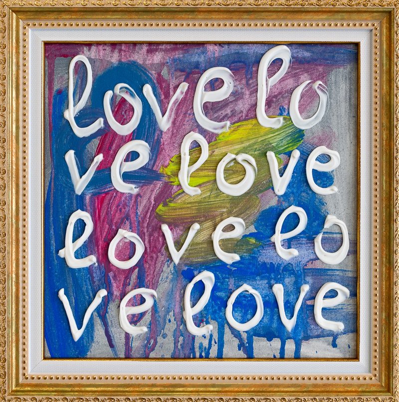 Love , Street art, canvas painting, Modern living room wall decor in a frame - 墙贴/壁贴 - 棉．麻 多色