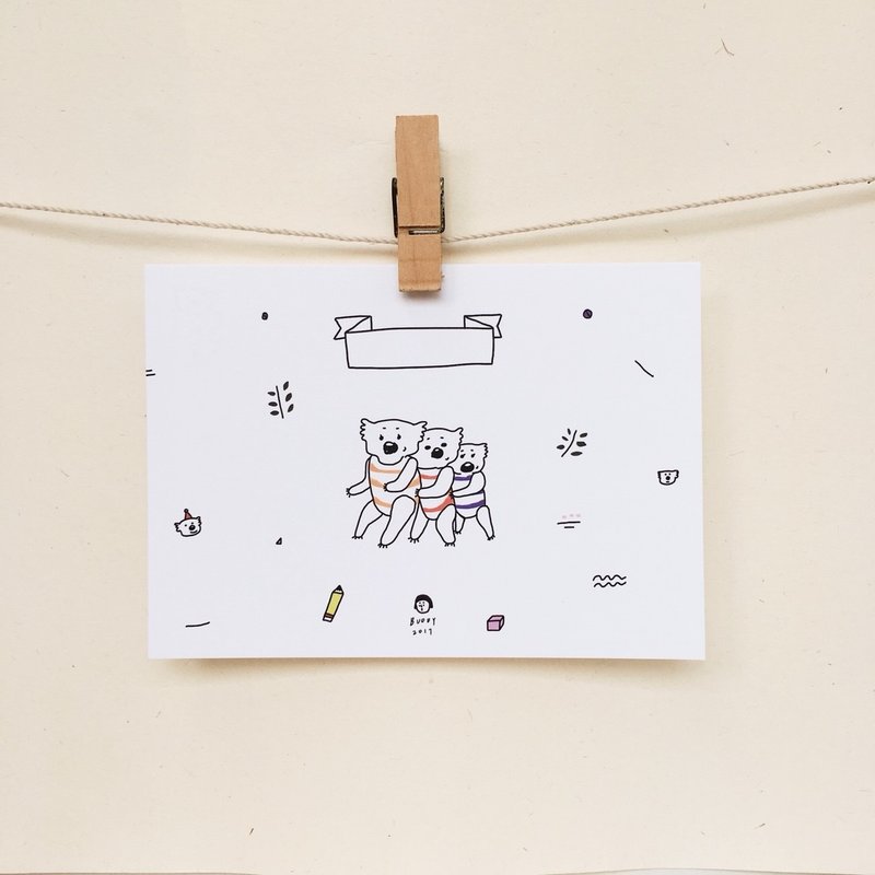 Buddy | 无尾熊趴踢 | 明信片 - 卡片/明信片 - 纸 白色