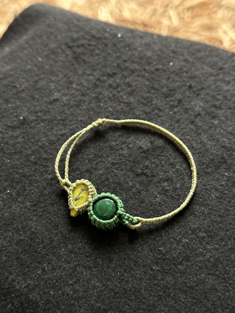 孔雀石马丘比丘石伸缩编织手环 - 项链 - 玉石 绿色