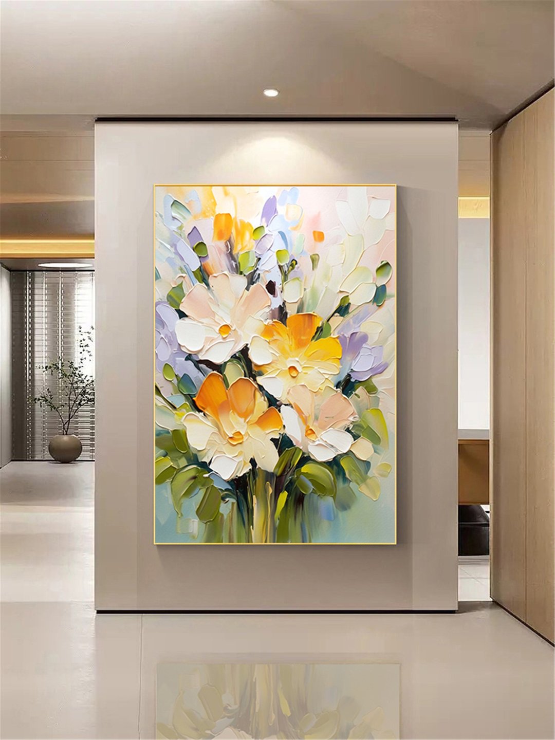 夏花 手绘花卉油画抽象原创现代装饰画餐厅客厅走廊玄关卧室挂画 - 海报/装饰画/版画 - 亚麻 多色