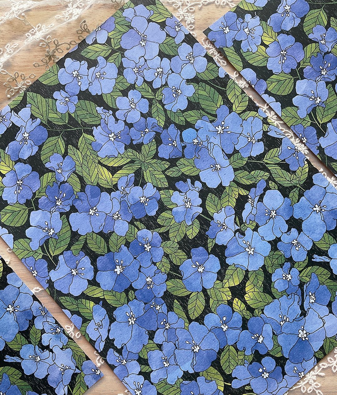 美国蓝花包装纸 A4 设计纸 (dami) 礼物 - 包装材料 - 纸 蓝色
