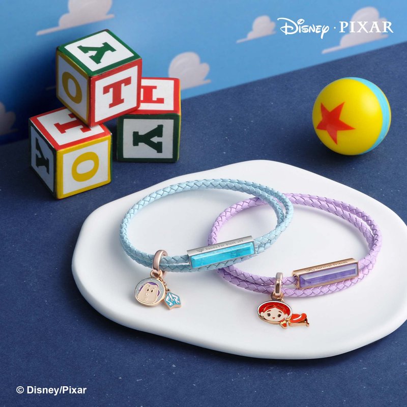 迪士尼 彼思 Toy Story 特别版定制化刻字编织皮革宝石手环 (6色) - 手链/手环 - 真皮 蓝色