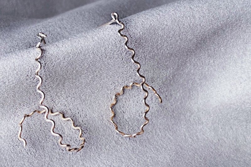 省略号 - 耳环/耳夹 - 纯银 银色