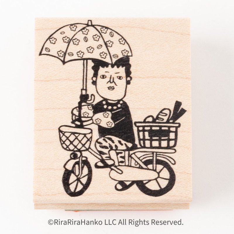 脚踏车关太太*40mmx48mm*橡皮章*R951 - 印章/印台 - 木头 