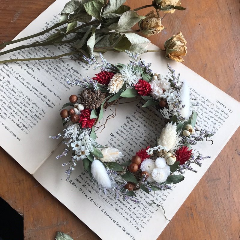 - 红色调 - 干燥花小花圈 圣诞花圈 居家装饰 定制化 干燥花 花圈 - 干燥花/捧花 - 植物．花 红色