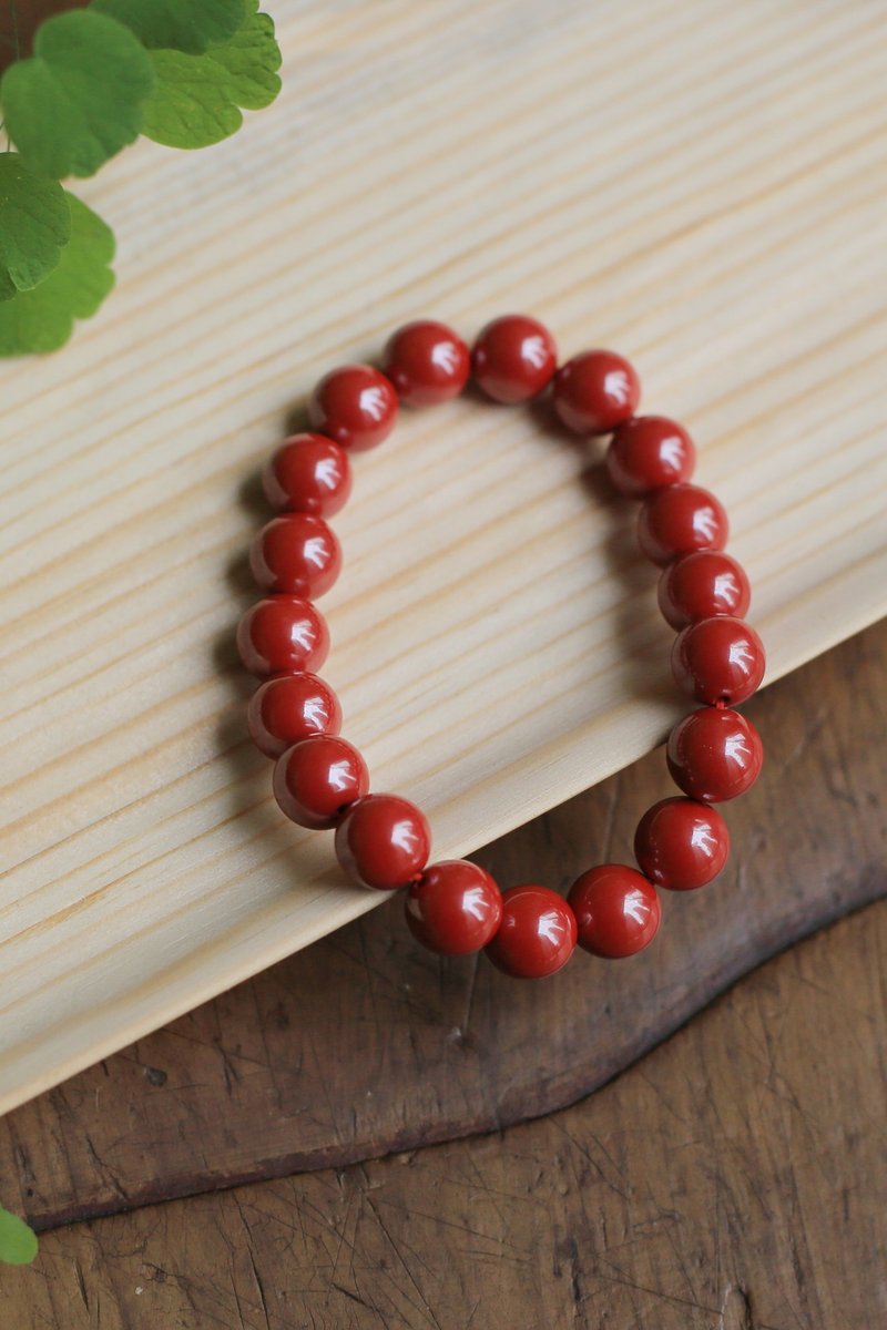 春秋手作 | 朱砂手串 10mm | 原矿帝王朱砂 辟邪 化太岁 | 男款 - 手链/手环 - 半宝石 红色