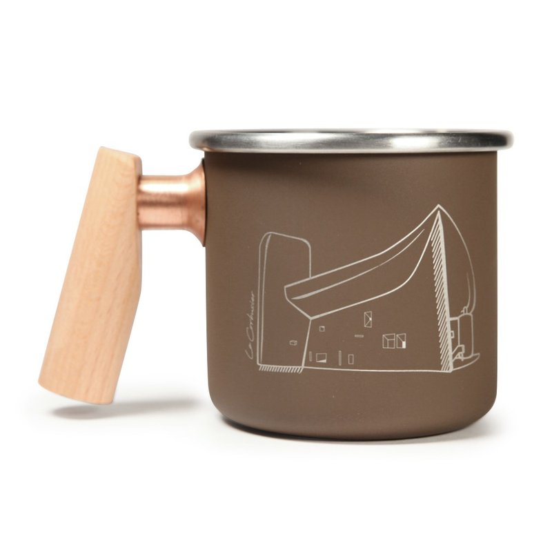 【定制化礼物】木柄 白铁杯 400ml(廊香教堂)  圣诞节 - 咖啡杯/马克杯 - 不锈钢 咖啡色