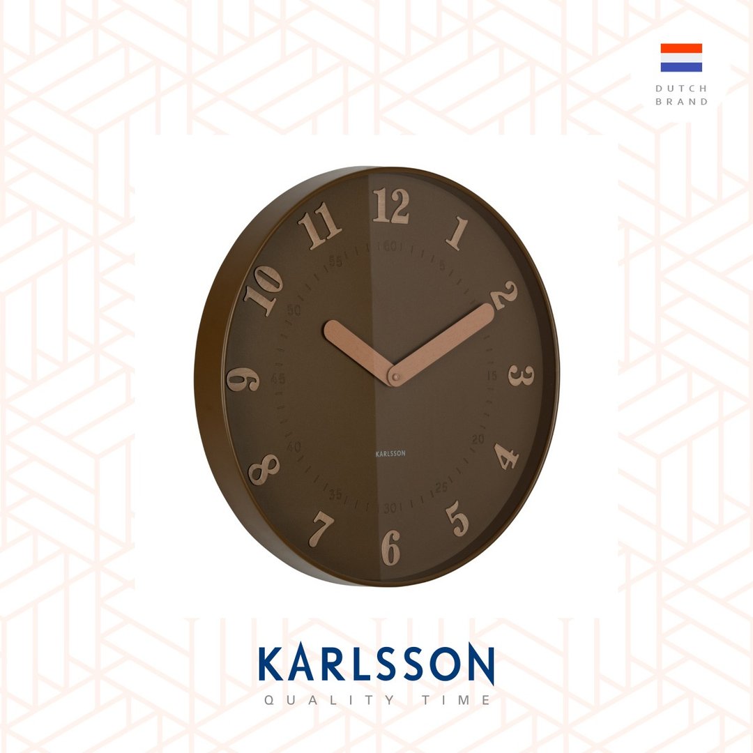 荷兰 Karlsson, Wall clock 40cm Amena 摩卡棕色北欧数字挂钟 - 时钟/闹钟 - 塑料 咖啡色