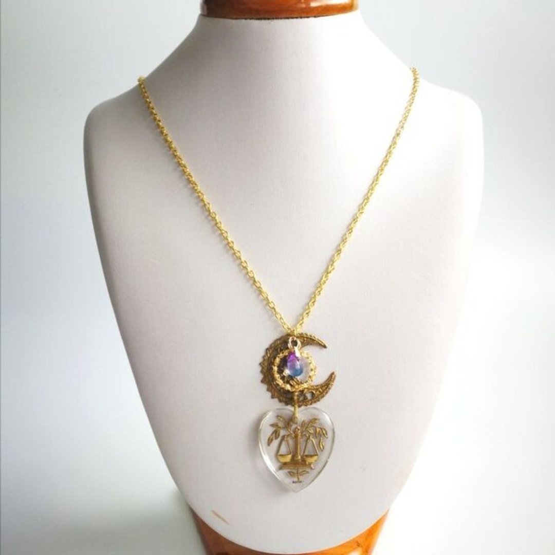 [Libra] Constellation Intaglio Necklace Vintage - 项链 - 玻璃 透明