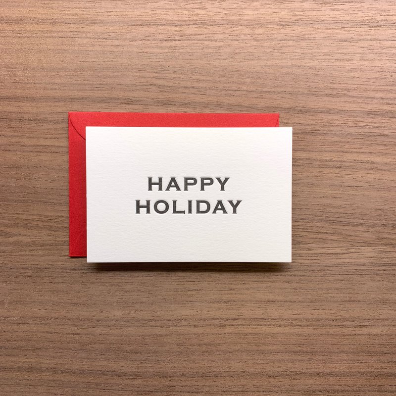 活版印刷问候小卡 Happy Holiday - 卡片/明信片 - 纸 红色