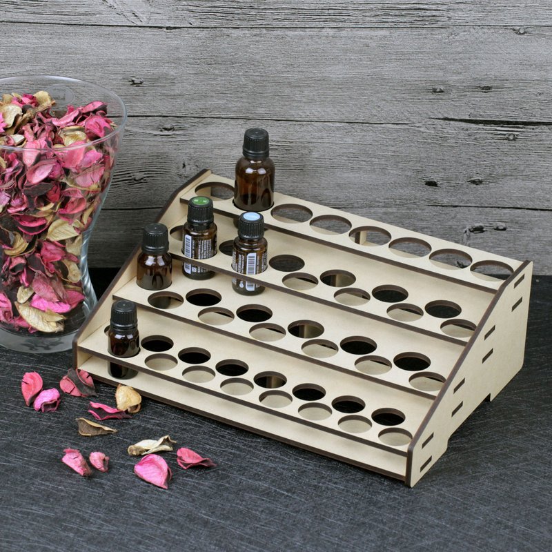 四层精油展示架/精油架/精油收纳/精油木架/精油收纳架/精油瓶架 - 香薰/精油/线香 - 木头 咖啡色