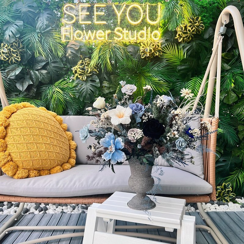 SeeYou・Bright Life系列 森林系静谧蓝玫瑰永生大桌花 - 干燥花/捧花 - 植物．花 蓝色