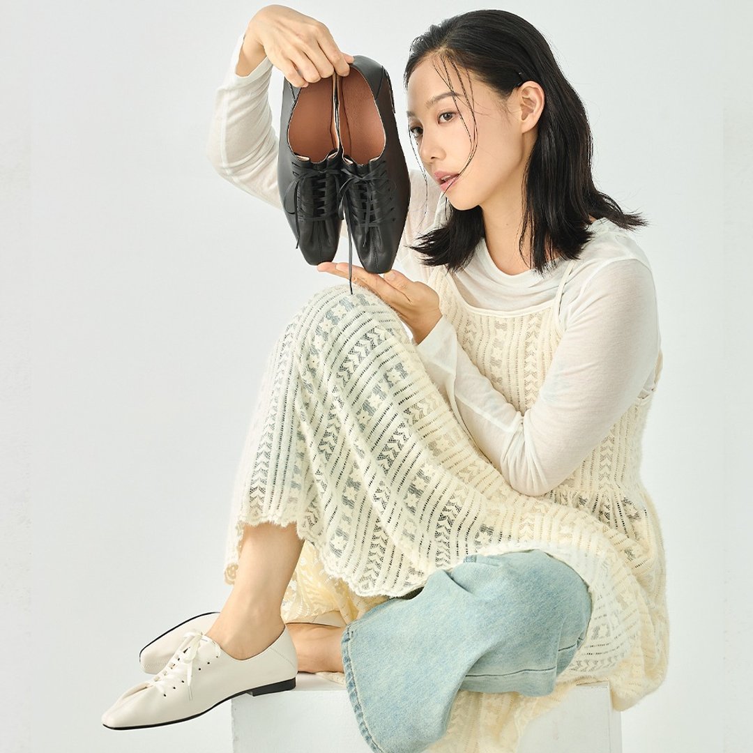 Zanna 2 ways柔软羊皮缎带牛津鞋 (两色) 真皮  牛津鞋 懒人鞋 - 女款牛津鞋/乐福鞋 - 真皮 黑色