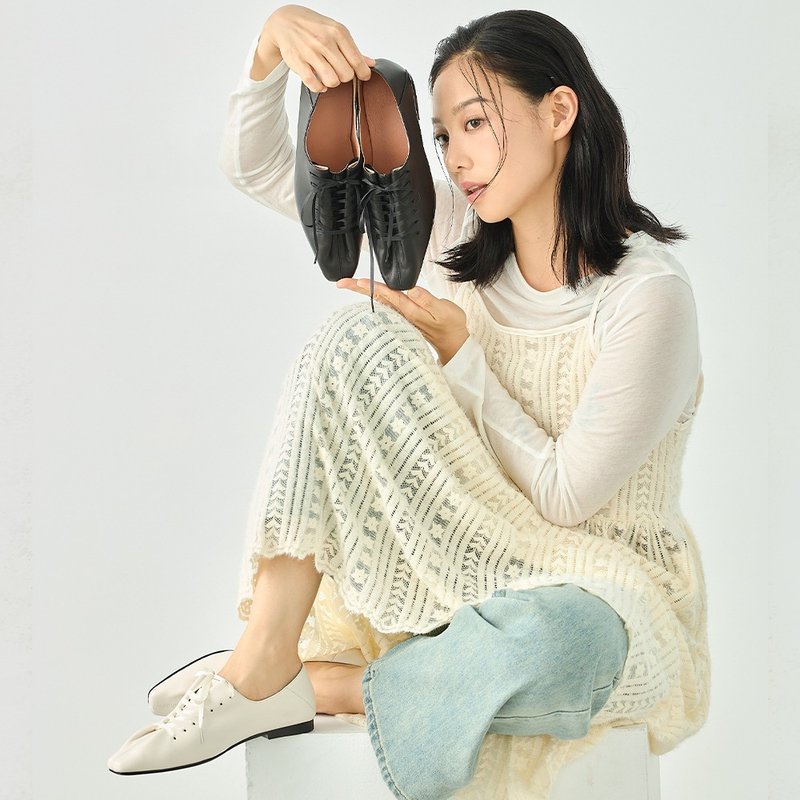 Zanna 2 ways柔软羊皮缎带牛津鞋 (两色) 真皮  牛津鞋 懒人鞋 - 女款牛津鞋/乐福鞋 - 真皮 黑色