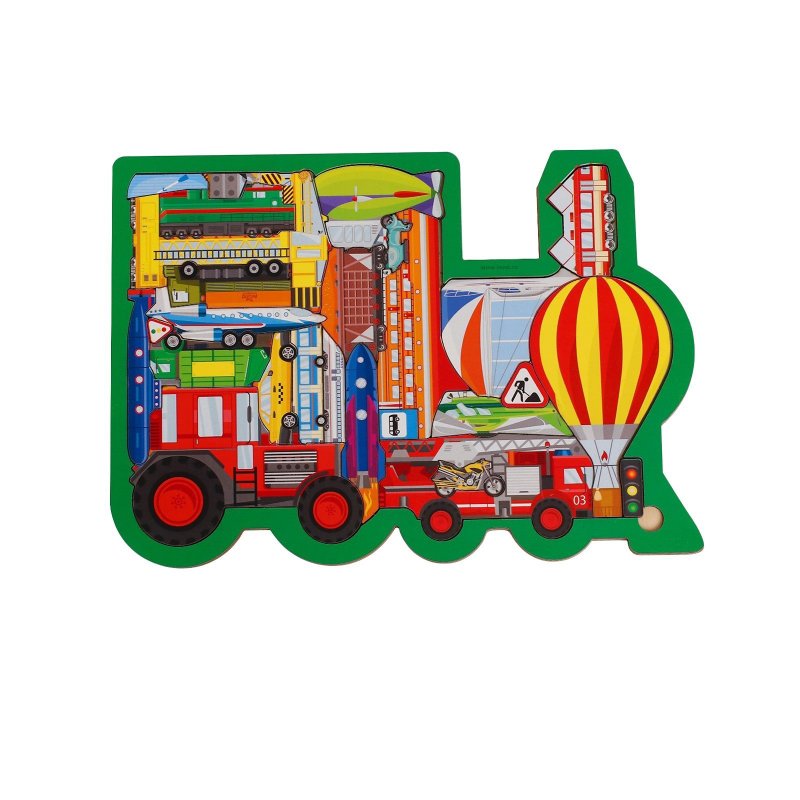 Puzzle board train - transport, Wooden Montessori Toddler Toys Age 3 4 5 year - 玩具/玩偶 - 木头 绿色