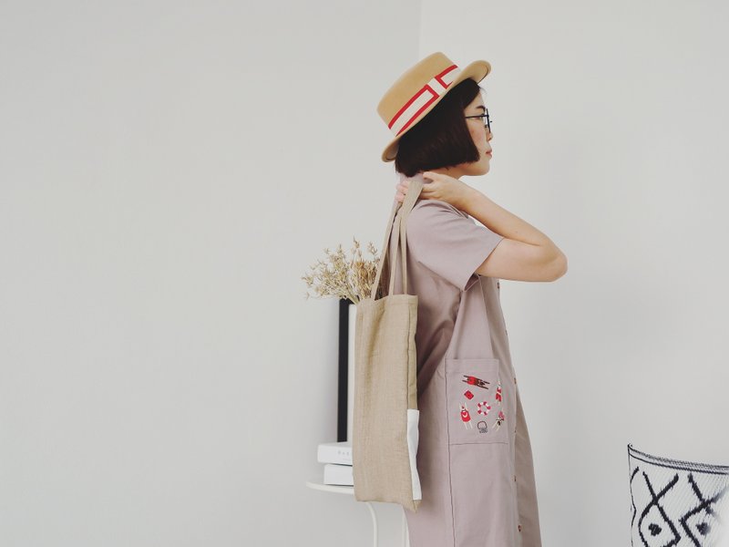 Shirt Dress (Swimming) : Khaki - 洋装/连衣裙 - 绣线 卡其色