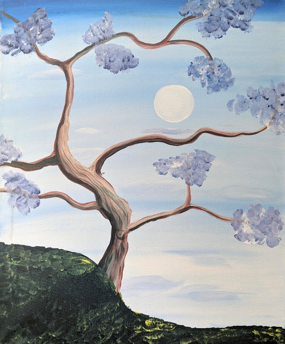 Moon Painting, Tree Art, Sky Painting, Landscape Painting, - 墙贴/壁贴 - 压克力 多色