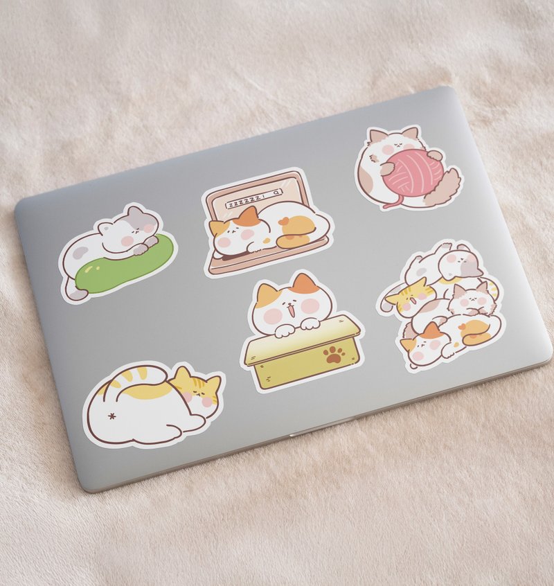 猫猫放空日常 - 原创切型贴纸组 (6张入) - 贴纸 - 纸 咖啡色